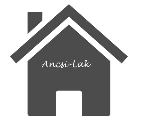 a black house with the words smash lab in the middle at Ancsi-Lak Tapolca in Tapolca