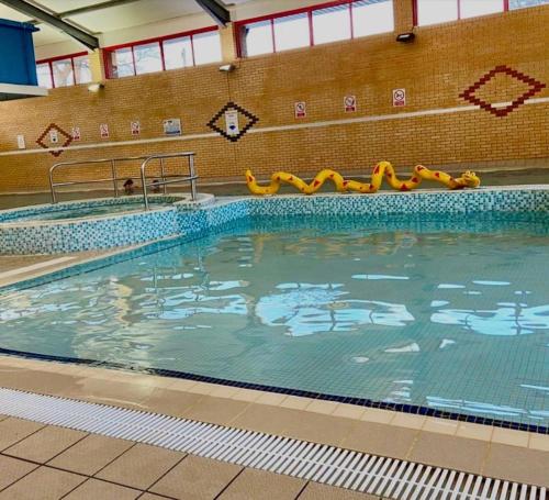a large swimming pool in a building at Robins Nest Oakdene Forest Park in Saint Leonards