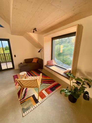 Ruang duduk di Ferienappartements Bayer