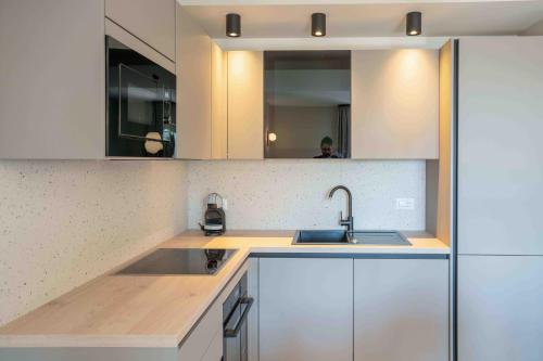 Kuchyňa alebo kuchynka v ubytovaní Sea View Apartment Gin Brela