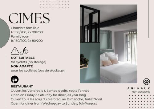 un flyer pour une chambre d'hôtel avec un lit dans l'établissement Maison Lavillete - Chambres d'hôtes en Vallée d'Ossau, à Bielle