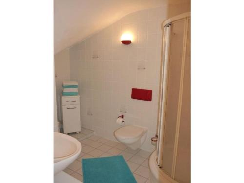 a bathroom with a toilet and a sink at Family Sesterheim Comfortable holiday residence in Niederehe
