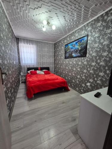 Кровать или кровати в номере Vidiecky dom Leles