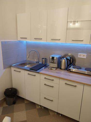 Kuchyň nebo kuchyňský kout v ubytování BONI apartman