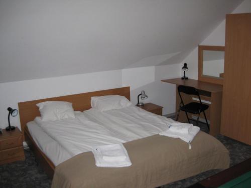 Een bed of bedden in een kamer bij Pokoje Gościnne Pod Palmami