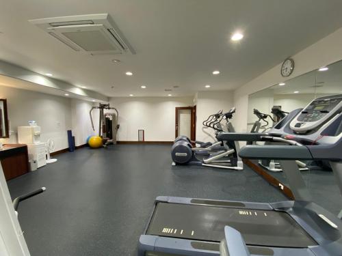 a gym with treadmills and ellipticals in a room at Karuizawa Prince Hotel East in Karuizawa