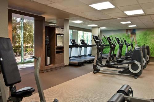 a gym with rows of treadmills and machines at The Westin Hilton Head Island Resort & Spa in Hilton Head Island