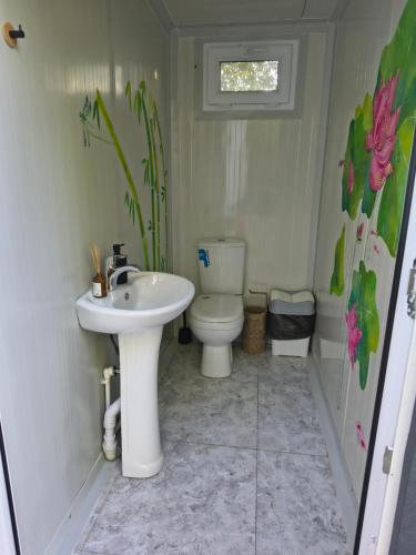 a bathroom with a sink and a toilet at Peace Camp Gremi in Gremi