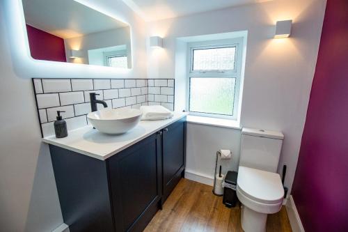 a bathroom with a sink and a toilet at West Lodge, High Street in Aberlour