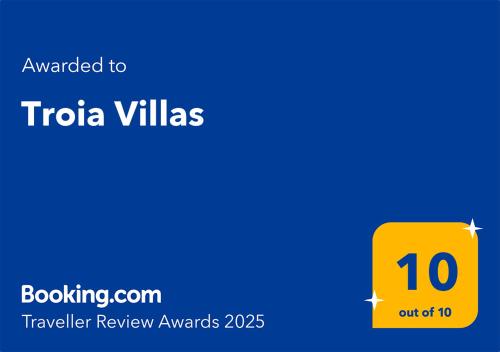Certifikát, hodnocení, plakát nebo jiný dokument vystavený v ubytování Troia Villas