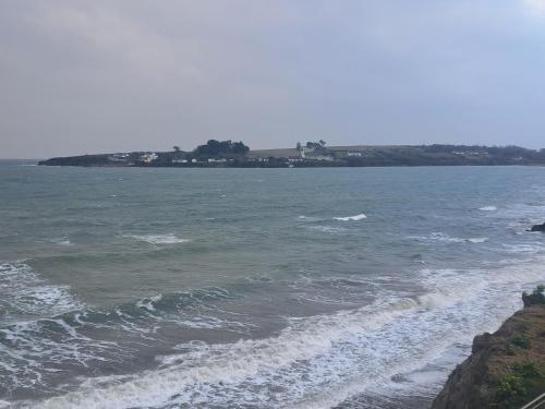 a view of a body of water with waves at Wood Beach Lodge in New Ross