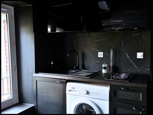 a kitchen with a washing machine and a counter at Catch-Me "Best Quality" in Saint-Quentin