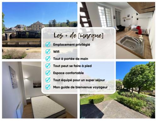 un collage de photos avec une photo d'une maison dans l'établissement Location vacance en plein cœur de Montignac, à Montignac