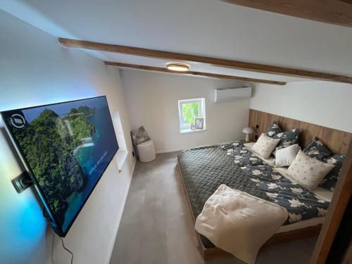 Una televisión o centro de entretenimiento en Luxusní mini domeček