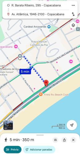 a screenshot of a google map of a subway at Viva a bela Copacabana! in Rio de Janeiro
