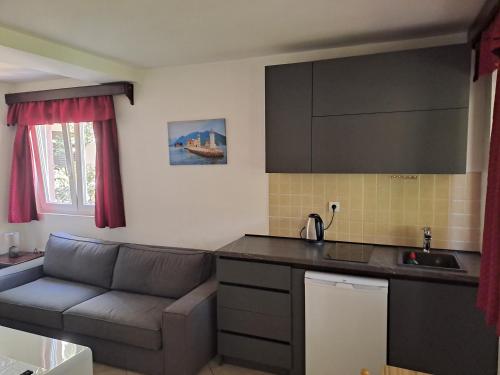 ブドヴァにあるApartments Stanivukovicのキッチン(ソファ付)