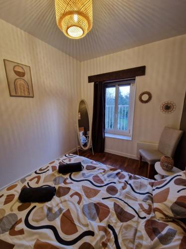 une chambre avec un grand lit et une fenêtre dans l'établissement Appartement De Charme, à Bourges