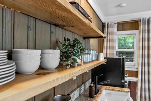 a kitchen with a counter with bowls and a plant at 2- Chattanooga Suite in Lookout Mountain