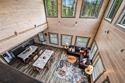 an overhead view of a living room in a log cabin at Mountain Bliss by Avada Properties in Sevierville