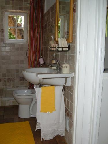 une salle de bain avec un lavabo et des toilettes dans l'établissement Il bambù, à Valbonne