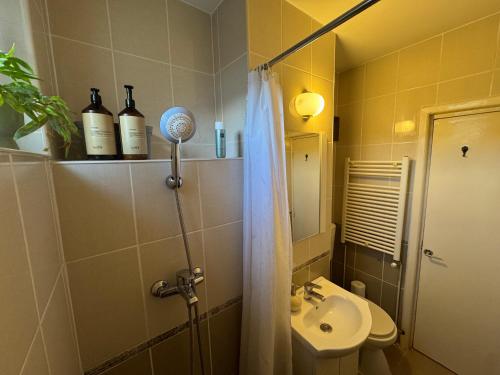 Et badeværelse på Cozy Apartment near City Center