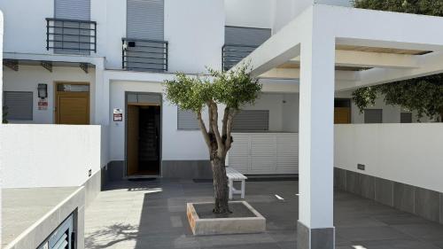 Bygningen som feriehuset ligger i