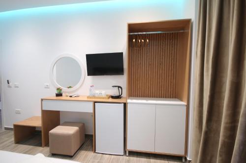 Kuchyň nebo kuchyňský kout v ubytování Klea Rooms