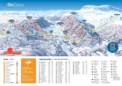 a map of the ski calgary mountain resort at Geilo - Charming cottage with a stunning view in Geilo