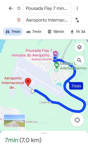a screenshot of a cell phone with a map at Pousada Flay 7 minutos Próximo do Aeroporto de Florianópolis in Florianópolis