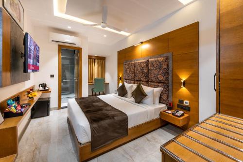 Ένα ή περισσότερα κρεβάτια σε δωμάτιο στο Lords Eco Inn Jawai- Sumerpur