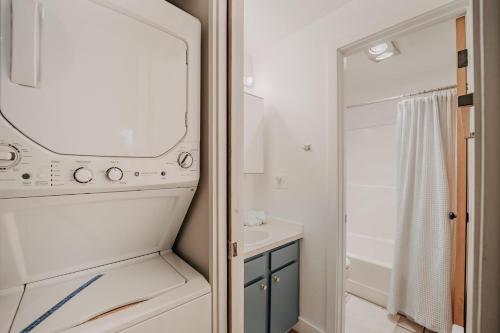 a bathroom with a sink and a mirror at Snowater Condo 90 - Wi-Fi - Pets Ok - Fireplace in Deming