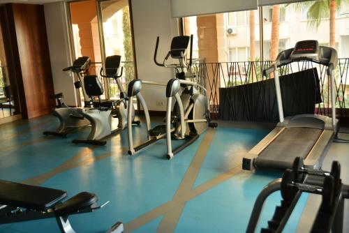 a gym with several treadms and cardio machines at SUN HEAVEN FAMILY & SPA in Alanya