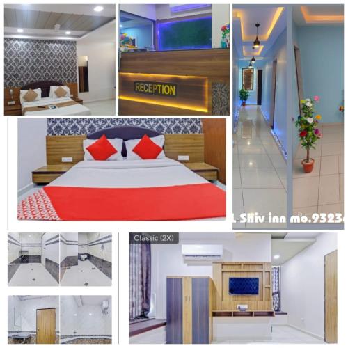 a collage of photos of a hotel room at Hotel New Shiv INN in Vadodara