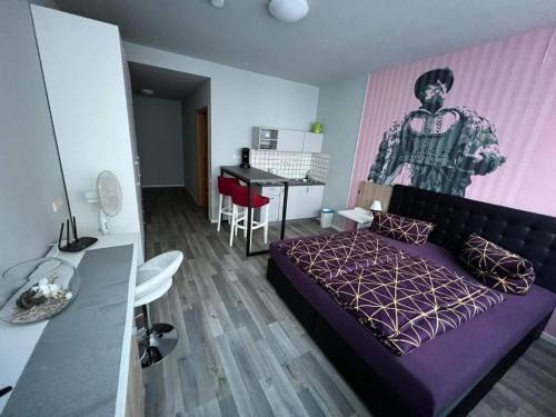 Postel nebo postele na pokoji v ubytování Zentrale Apartments in Stuttgart Stadtmitte
