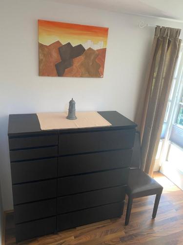 a dresser in a room with a painting on the wall at Haus Kampl - Appartement Aussee in Bad Mitterndorf