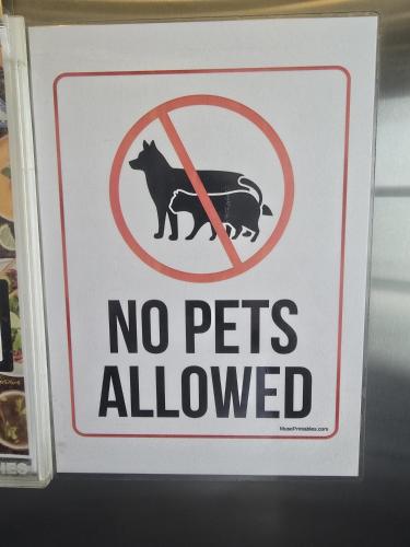a no pets allowed sign on a door at Beach Front Apartment in Uswetakeiyawa