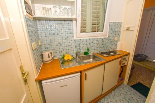 mała kuchnia ze zlewem i blatem w obiekcie Apartment Neno w mieście Sutomišćica