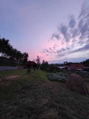a view of a field with a cloudy sky at Casa Daya in Topliţa