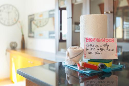 a roll of toilet paper sitting on top of a counter at Granillo Escape in Costa Calma