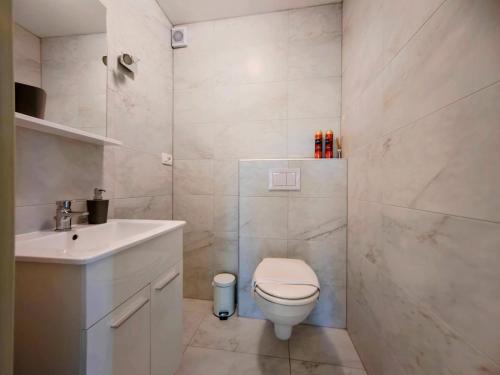 a bathroom with a toilet and a sink at The Forest House Krk 2 in Kras