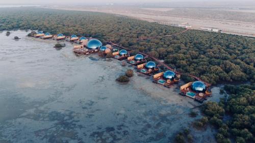 an aerial view of a water amusement park at Luxeglamp in Umm Al Quwain