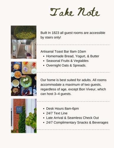 a flyer for a take note with food items at Blind Tiger Portland - Danforth Street Guest House in Portland
