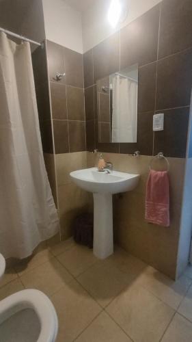 ein Badezimmer mit Waschbecken und Toilette in der Unterkunft Anicca Alberdi Córdoba Centro in Cordoba
