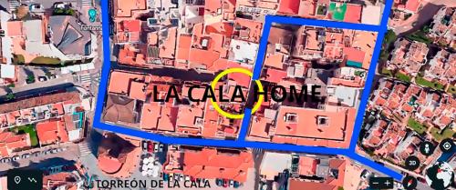 a map of a city with a yellow circle at La Cala Home - La Cala de Mijas - A few steps from the beach in La Cala de Mijas