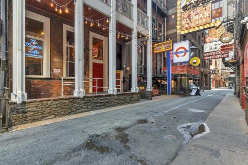 an empty street in the middle of a city at The Majestic Lofts in Nashville