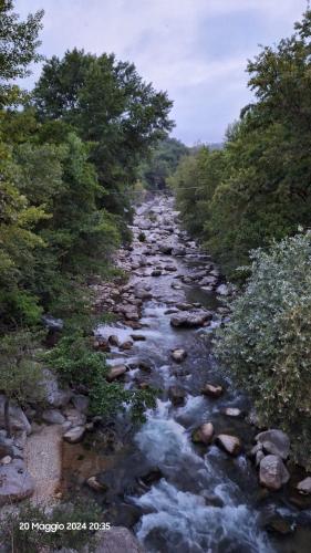 a stream of water with rocks and trees at Hotel Santamaria in Villa Santa Maria