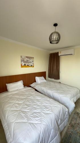 two beds sitting next to each other in a bedroom at ALADDIN PYRAMIDS View in Cairo