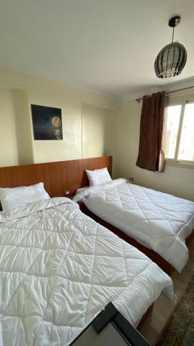 two beds sitting next to each other in a bedroom at ALADDIN PYRAMIDS View in Cairo