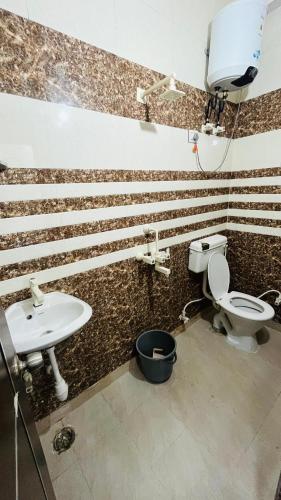 a bathroom with a toilet and a sink at Hotel The Majestic Taj Near Tajmahal in Agra
