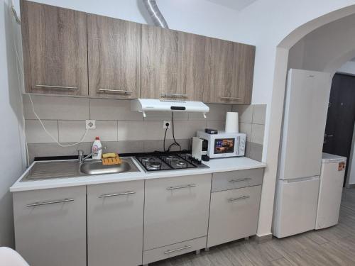 Kuchyň nebo kuchyňský kout v ubytování TRB Apartment